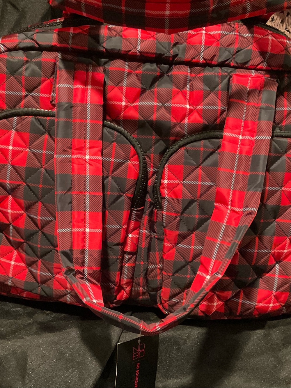 Red and Black Plaid Quilted Tote Bag
